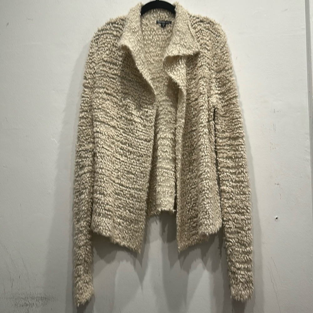 JAMES PERSE Beige Wool Mohair Cozy Teddy Open Cardigan Sweater Size Large or 3